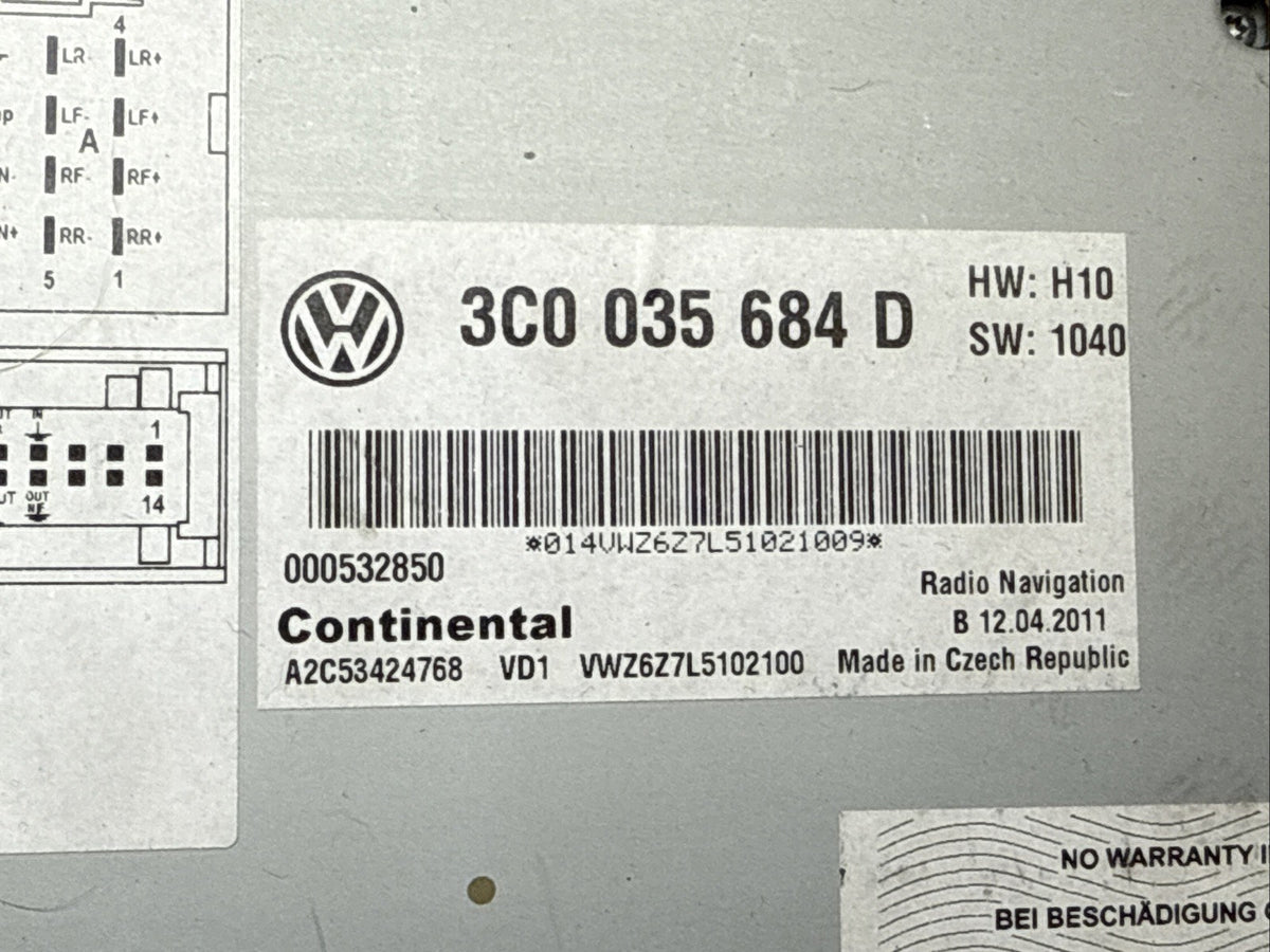 2010 2015 Volkswagen Passat Dash Radio Display Screen 3C0 035 684 D 3C0035684D8