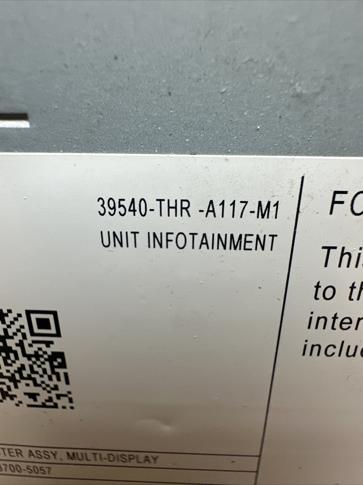 2018 2020 Honda Odyssey Computer Multi Display Module 39540 THR A117 M11