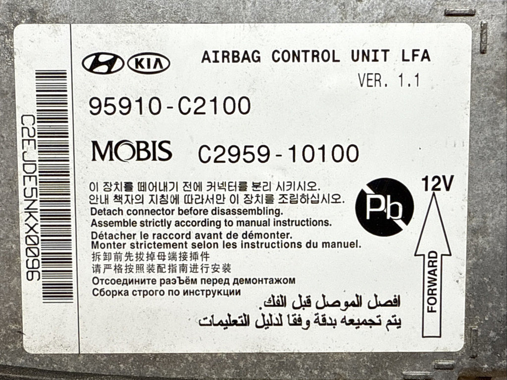 2018 2020 Hyundai Sonata Air Bag Airbag Control Module Computer 95910 C21001