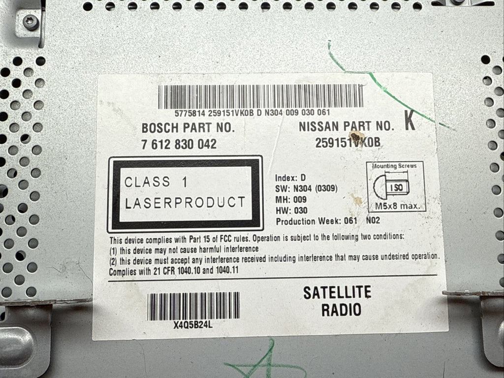 2011 2012 Nissan Rogue Radio Receiver Navigation Map 259151VK0B4