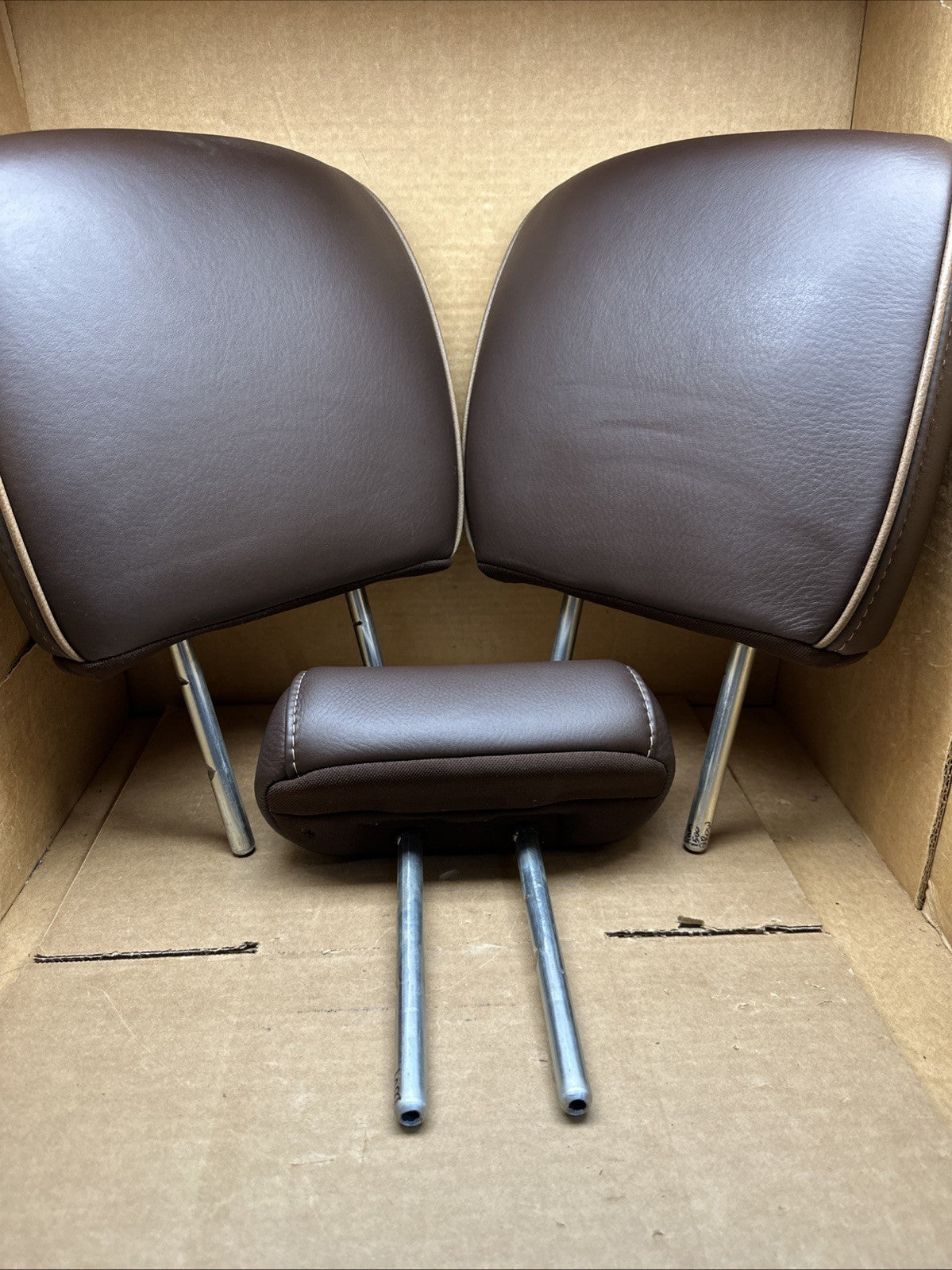2009 2018 Dodge Ram Longhorn Rear Brown Leather Head Rest Headrest Set OEM0